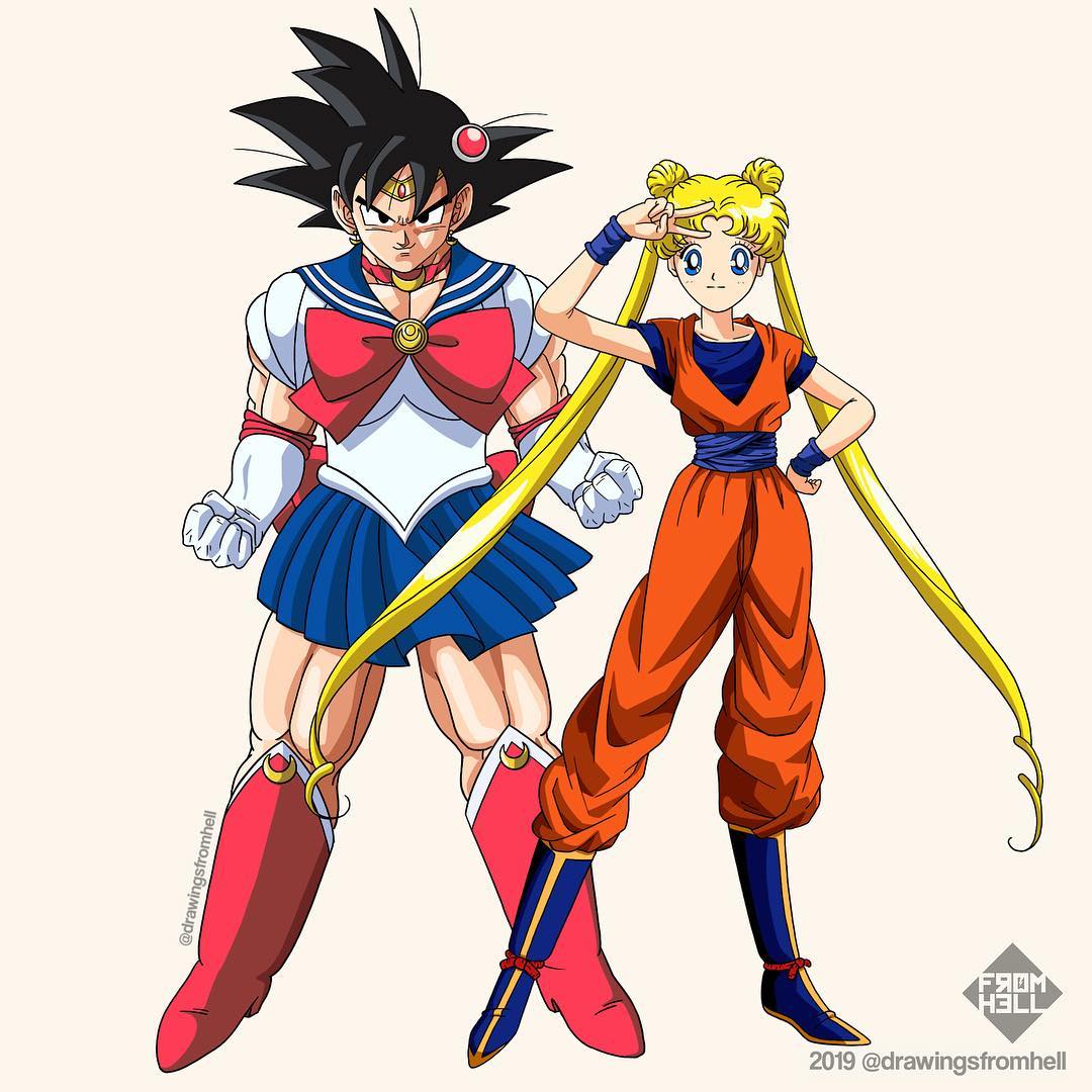 Sẽ như thế nào khi Sailor Moon và Dragon Ball cùng kết hợp lại với nhau?