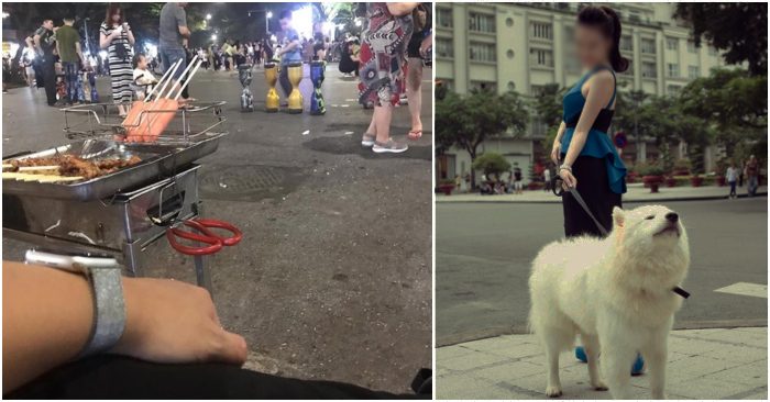 Kì kèo từng đồng khi ăn thịt xiên trên phố đi bộ, cách cưng chó của 2 cô gái xinh đẹp khiến dân mạng ‘dậy sóng’