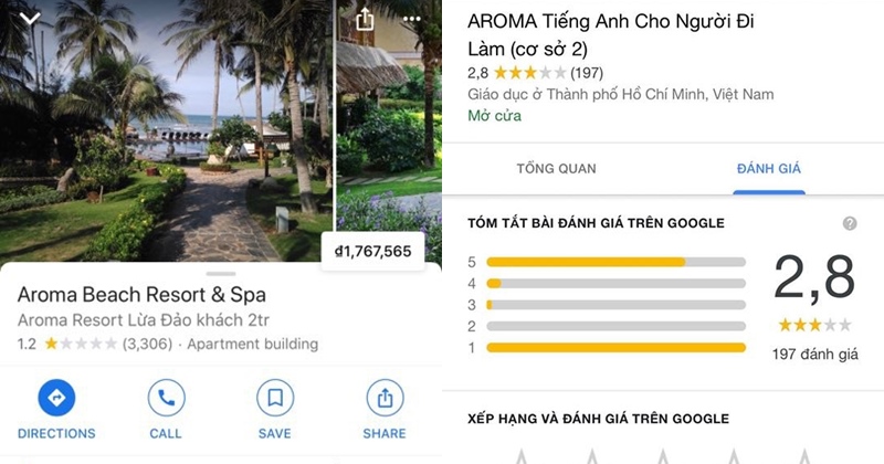 Nhân viên trung tâm Tiếng Anh van xin cộng đồng mạng ngưng rate 1 sao vì lỡ mang tên giống resort Aroma