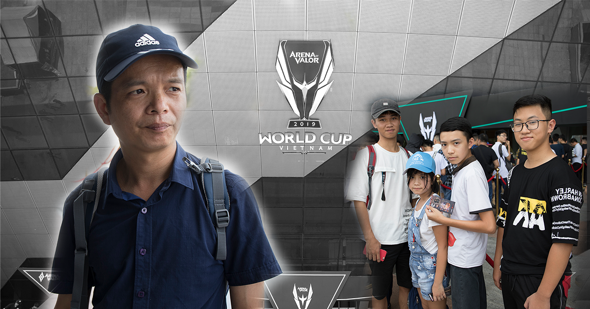 Từ Thái Bình, người đàn ông 43 tuổi dẫn bố và các con vào Đà Nẵng xem chung kết Liên quân Thế giới AWC 2019
