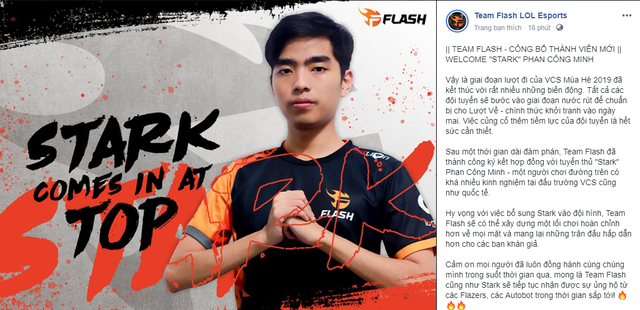 LMHT: Stark chính thức là thành viên của Team Flash, đoàn tụ cùng Optimus