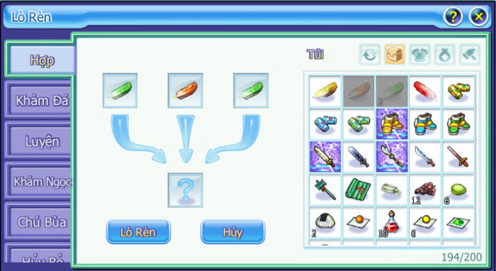 TS Online Mobile: Hướng dẫn Lò Rèn và bảng Khảm Đá với chức năng đầy đủ cho Tân Thủ