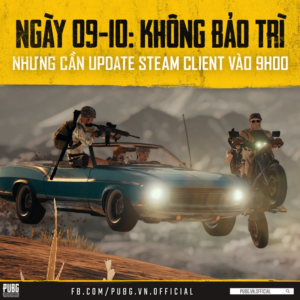 PUBG PC: Thông báo không bảo trì định kỳ vào sáng ngày 9.10.2019