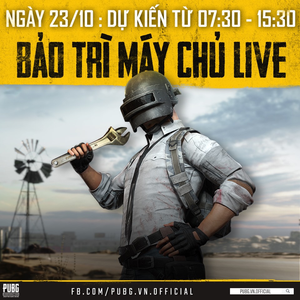 PUBG: Thời gian bảo trì vào ngày 23 tháng 10 tiến hành đưa bản Update 5.1 vào máy chủ Live