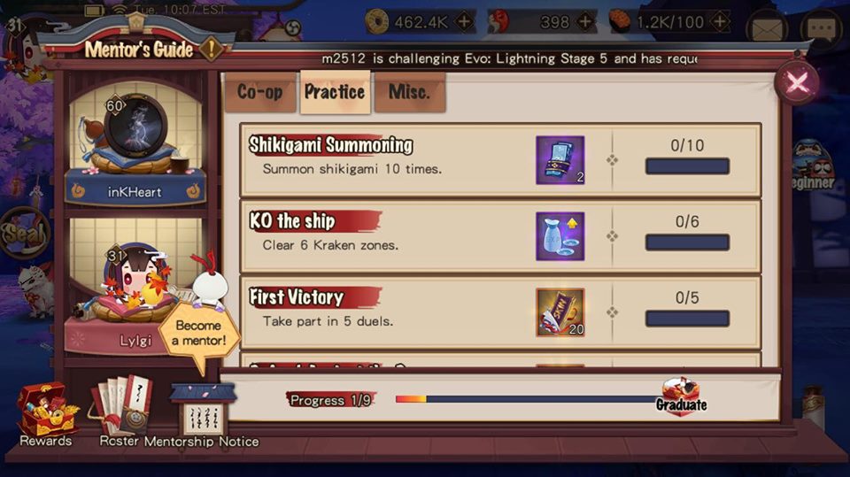 Hướng dẫn nhiệm vụ sư đồ - Đồ đệ trong Âm Dương Sư