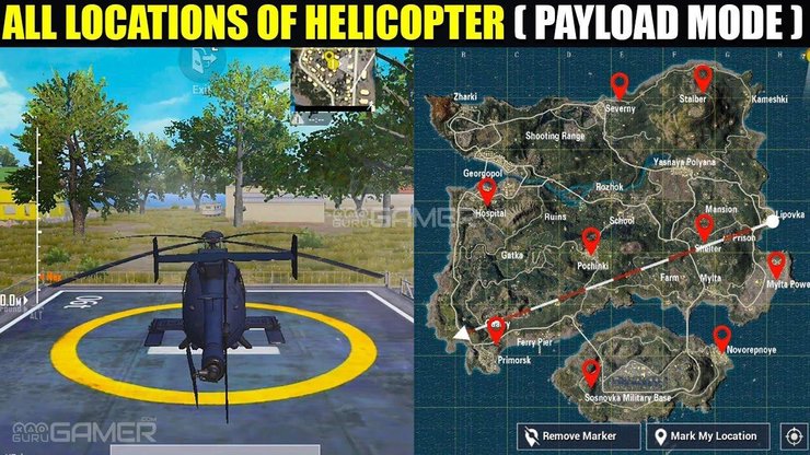 PUBG Mobile: 10 địa điểm tìm thấy trực thăng có trong Chế độ Payload