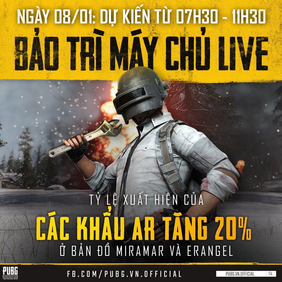 PUBG PC: Chi tiết lịch bảo trì ngày 08/01/2020