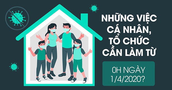 Cách ly xã hội 15 ngày: Những việc cá nhân, tổ chức cần làm từ 0h ngày 1/4