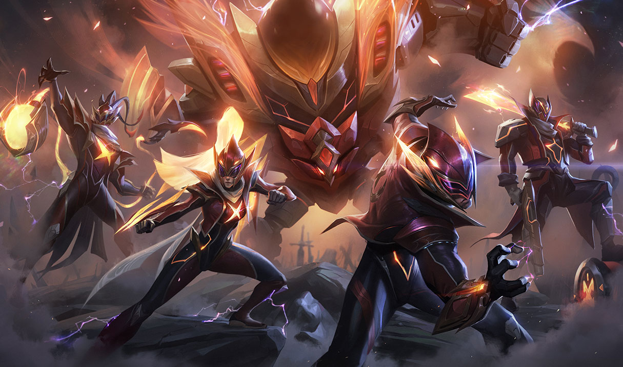 LMHT: Riot Games chính thức hé lộ dòng skin CKTG 2019 dành cho FPX, trông như Super Sentai Nhật Bản vậy