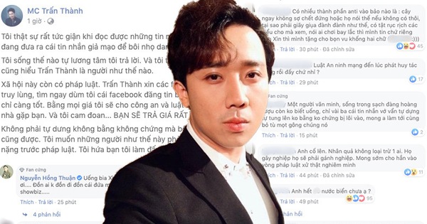 Bị đồn dùng chất kích thích, Trấn Thành phẫn nộ lên tiếng: “Công an và luật sư của tôi sẽ đến tìm bạn!"