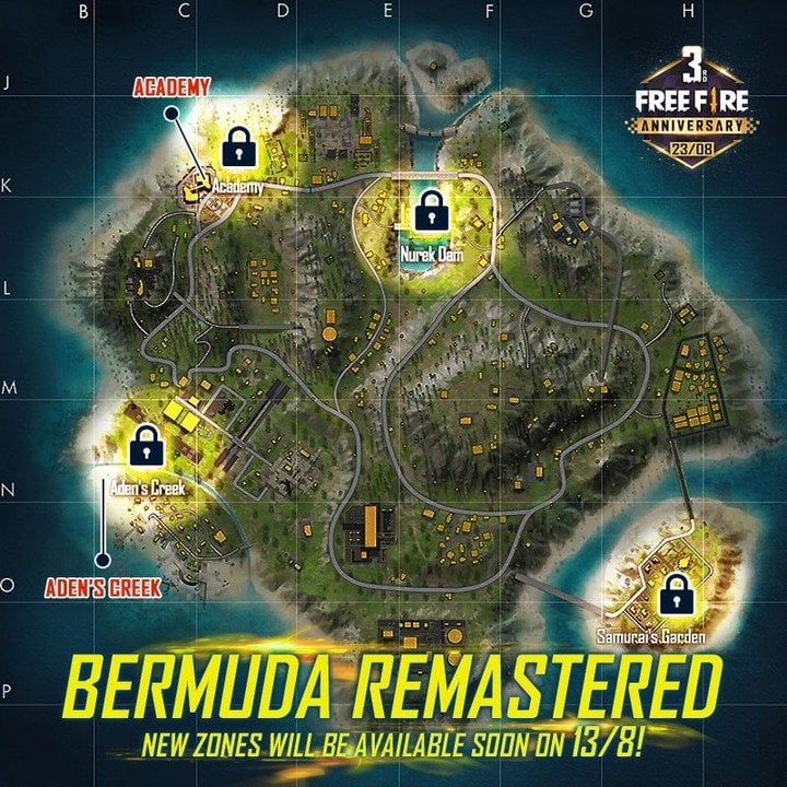 Free Fire: Bermuda Remastered sắp được phát hành; Bốn địa điểm mới đã được xác nhận