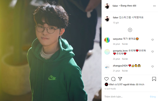 LMHT: Faker bất ngờ tạo tài khoản Instagram khiến cho người hâm mộ vừa vui lại vừa lo