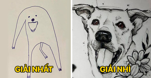 Bức tranh "cún ngáo" bất ngờ đánh bại mọi đối thủ nặng kí, giật giải quán quân trong cuộc thi vẽ chó