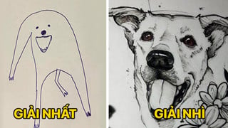 Bức tranh "cún ngáo" bất ngờ đánh bại mọi đối thủ nặng kí, giật giải quán quân trong cuộc thi vẽ chó