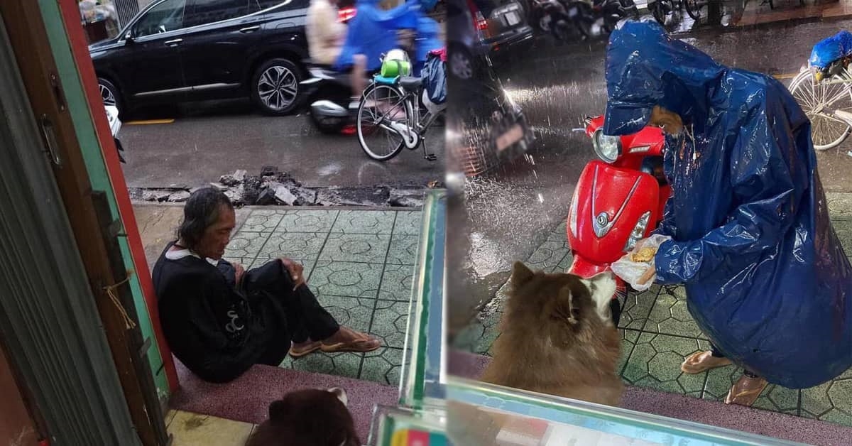 Cụ ông thường ghé nhà người lạ chỉ để tâm sự cùng chú chó