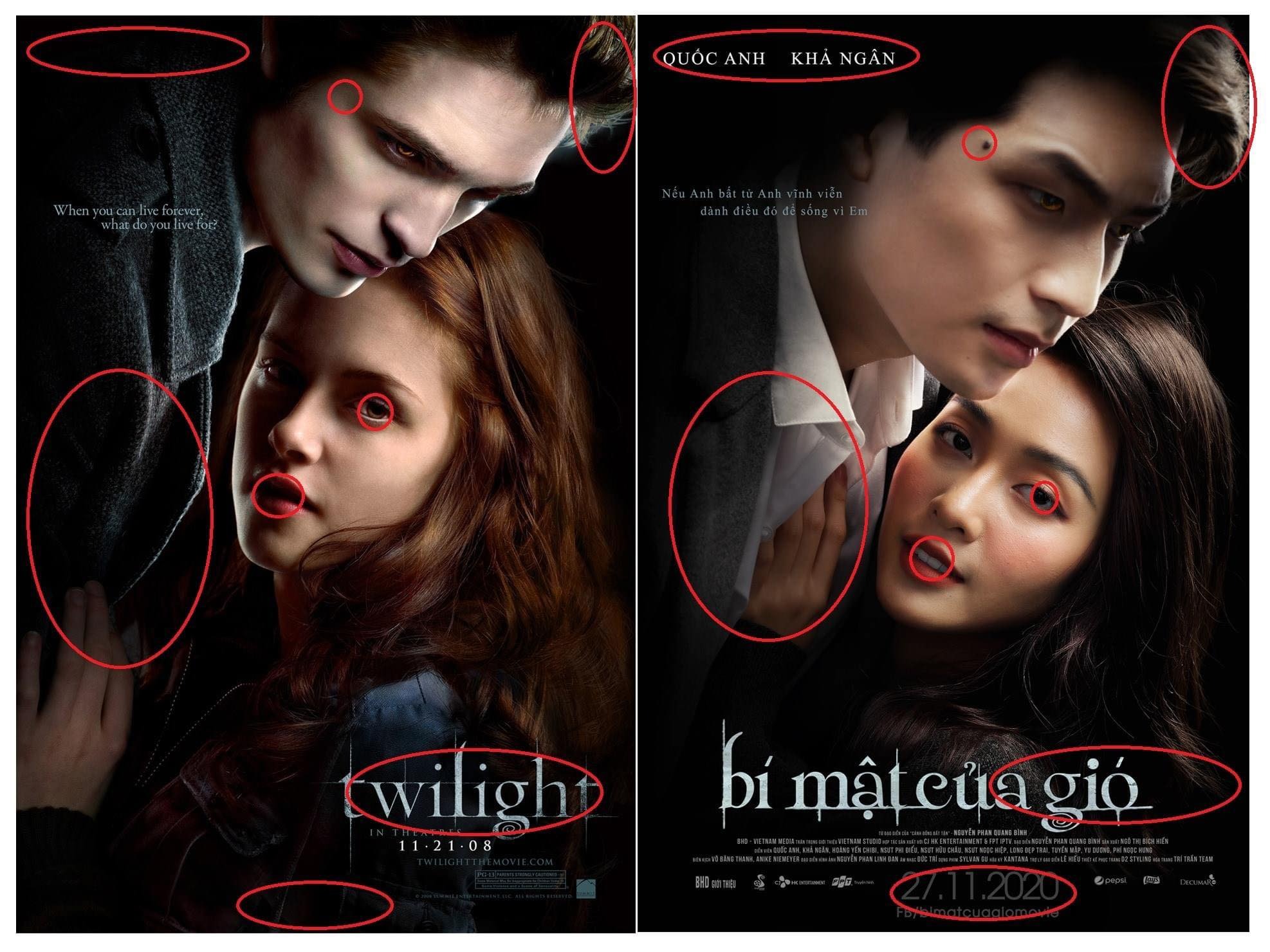 Cư dân mạng soi điểm khác nhau giữa poster "Bí mật của gió" và Twilight, "Chị chị em em" nằm không cũng dính đạn
