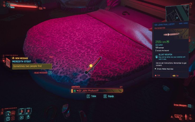 Cyberpunk 2077: Làm thế nào để có được vũ khí hình dạng "sextoy" huyền thoại có sát thương cực cao