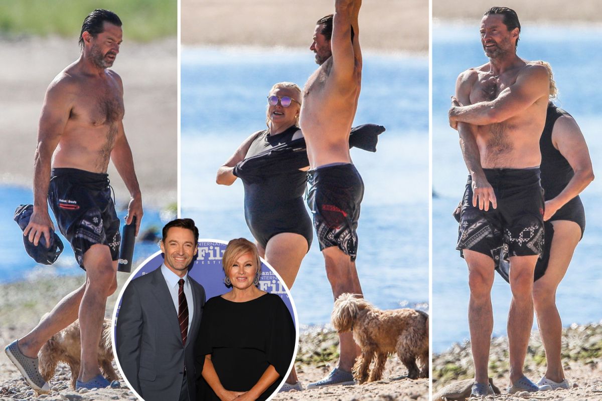 Quả là dị nhân, vợ chồng nhà Wolrine Hugh Jackman kéo nhau đi bơi giữa trời lạnh 6 độ