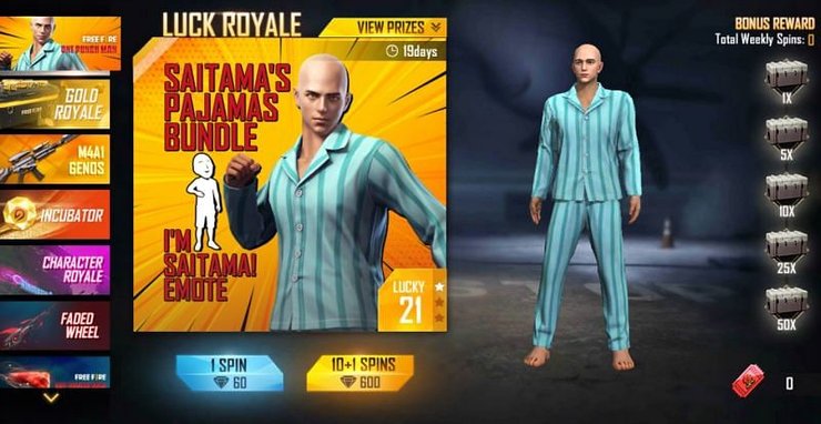 Garena Free Fire: Làm thế nào để có được gói đồ ngủ của Saitama?