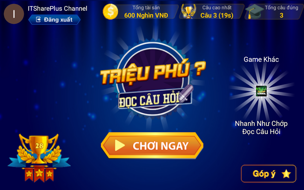 Đi tìm triệu phú 2021 - Trò chơi mô phỏng ai là triệu phút cực hấp dẫn với rất nhiều câu hỏi hóc búa