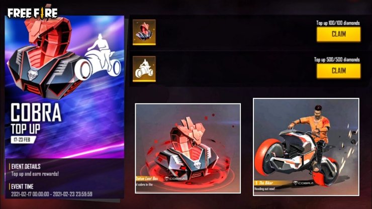 Free Fire: Cobra Top Up đã ra mắt! Cobra Statue Loot Box và Biker Emote độc quyền
