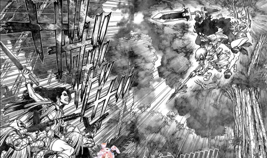 Spoiler Dr.Stone chap 187: Kohaku, Tsukasa, Hyouga tử chiến quân đội Stanley