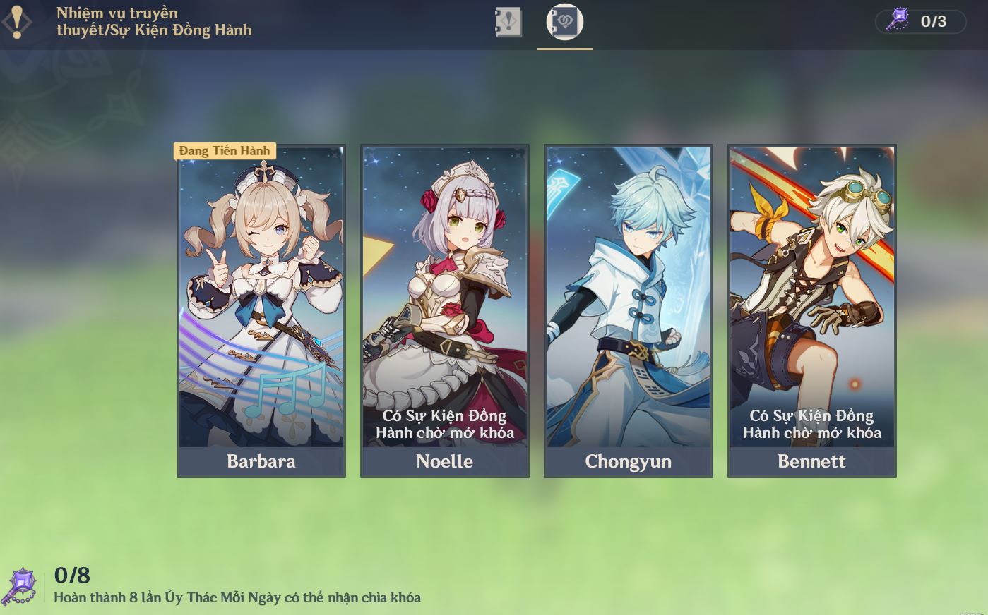 Genshin Impact - Hướng dẫn cách mở khóa các ending trong sự kiện hẹn hò với Barbara, Chongyun, Bennet và Noelle