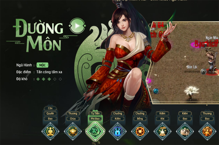 Võ Lâm Truyền Kỳ 1 Mobile: Hướng dẫn cách tăng điểm kĩ năng phái Đường Môn