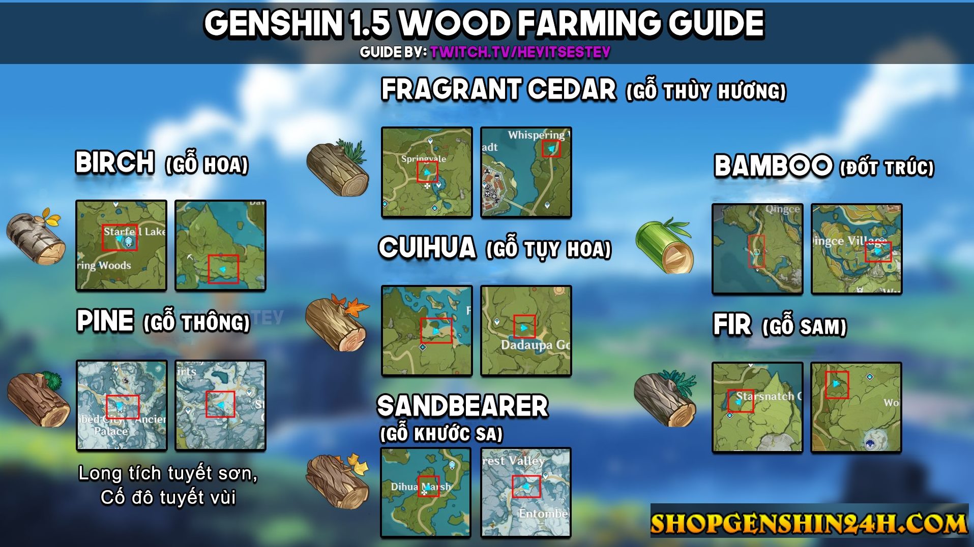 Genshin Impact: Hướng dẫn cách thu thập các loại gỗ nhanh chóng nhất tại phiên bản 1.5