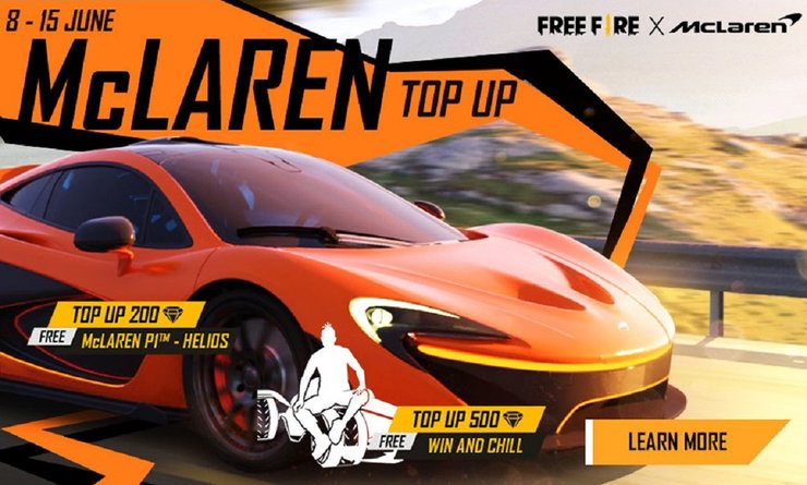 Free Fire Ob28 Phần thưởng miễn phí: Biểu tượng cảm xúc huyền thoại và McLaren P1 - skin xe Helios