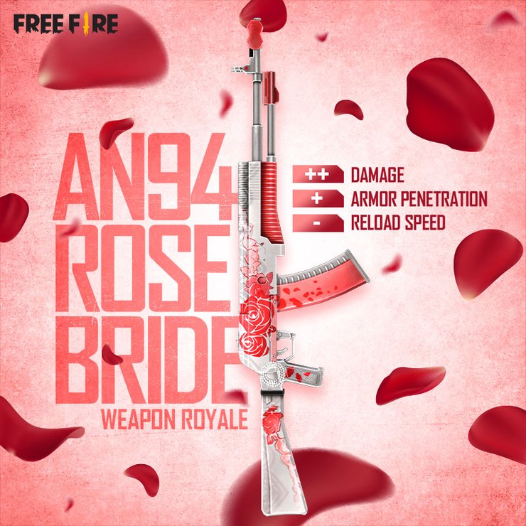 Free Fire Vũ khí mới Royale: AN94 Rose Bride Skin