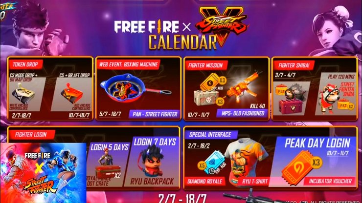 Rò rỉ phần thưởng và sự kiện hợp tác lớn của Free Fire × Street Fighter