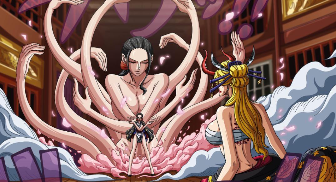 Spoiler One Piece chap 1021: Bật chiêu cuối, Robin vả sấp mặt Black Maria. Momonosuke hóa người lớn?