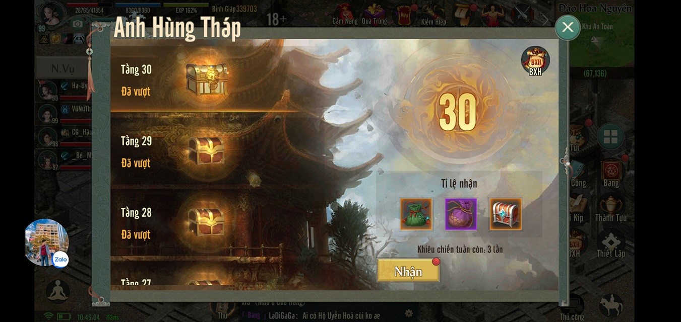 “Bí kíp” chinh phục Anh Hùng Tháp trong Võ Lâm Truyền Kỳ 1 Mobile