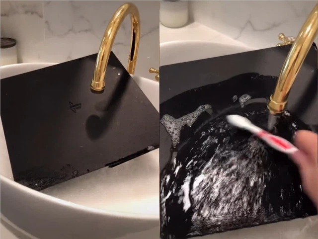 Rửa máy PS4 của bạn trai, cô nàng khiến cộng đồng mạng không khỏi lắc đầu