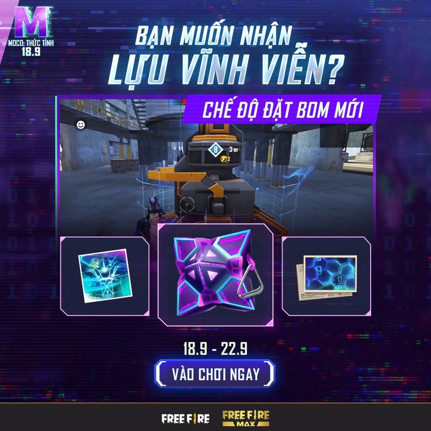 Free Fire Moco's Rebirth: Chơi Chế độ Đặt Bom Mới và Nhận Skin lựu Ma Trận