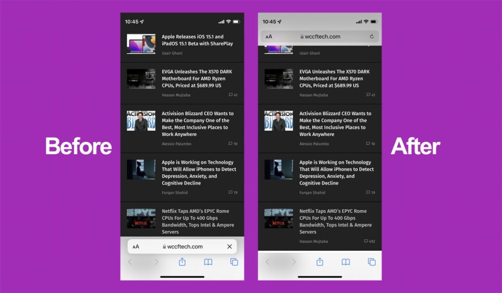 Cách di chuyển thanh địa chỉ Safari trên iOS 15 trở lại như cũ