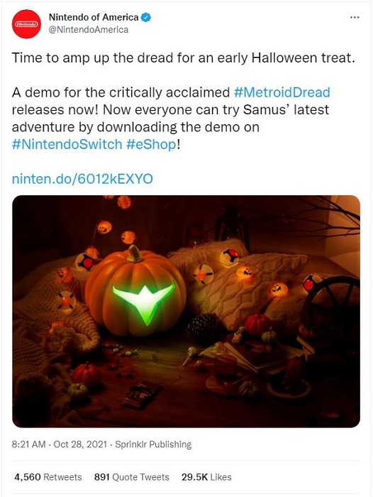 Nintendo đón Halloween bằng bản chơi thử của Metroid Dread