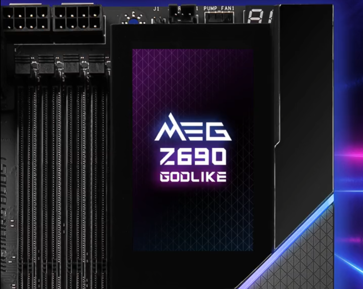 Mainboard MSI MEG Z690 GODLIKE có bảng điều khiển cảm ứng 3,5 inch có thể tháo rời