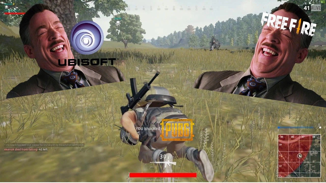 Ubisoft chia sẻ hình ảnh Free Fire trên trang của mình, khẳng định vị thế và không bị đơn kiện của PUBG ngăn cản