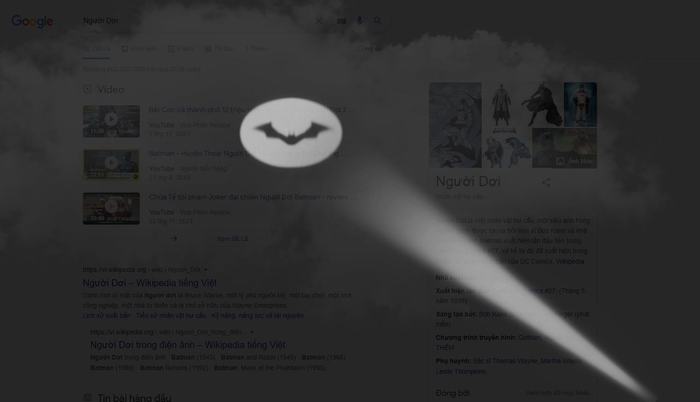 Google cho người dùng bật đèn tín hiệu gọi Batman như trong phim