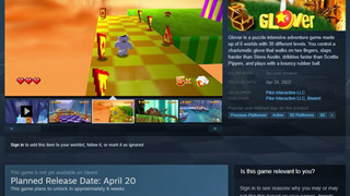 Tựa game Glover huyền thoại trên Nintendo 64 chuẩn bị có mặt trên Steam