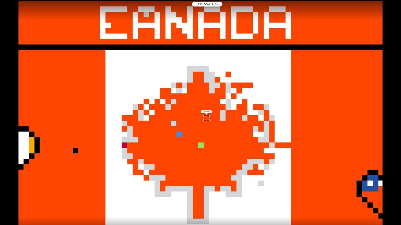 Trong khi cờ Việt Nam xuất hiện đẹp đẽ trên r/Place thì cờ Canada bị phá trông nham nhở vô cùng