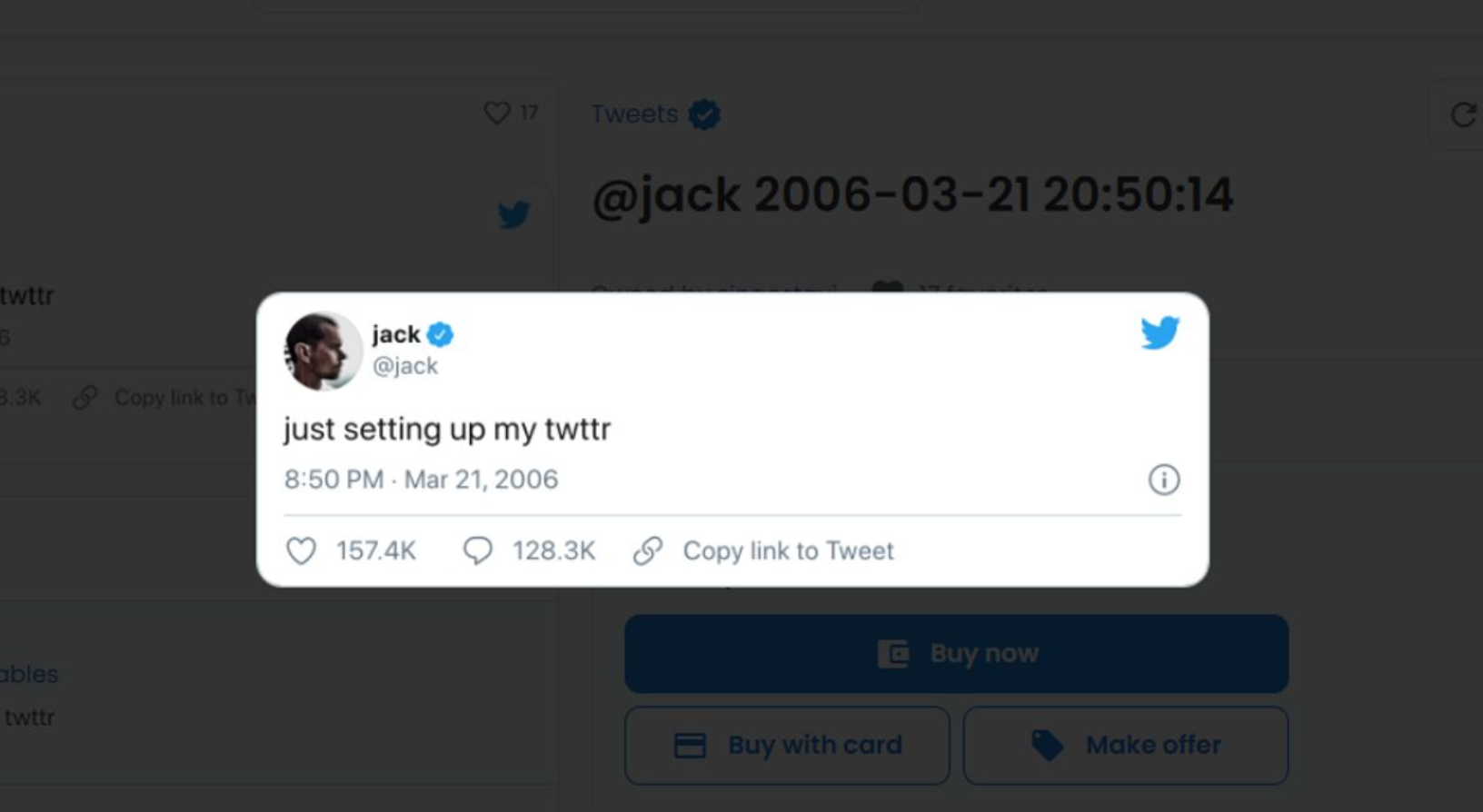 Dòng tweet đầu tiên của Jack Dorsey được NFT định giá 48 triệu USD