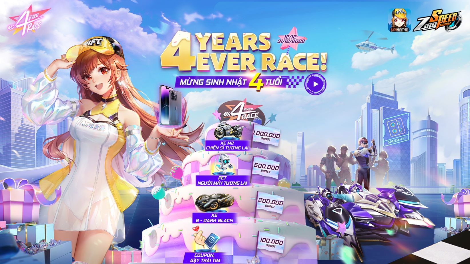 ZingSpeed Mobile lên 4 tuổi, game thủ “lên đời” iPhone 14 Pro Max 