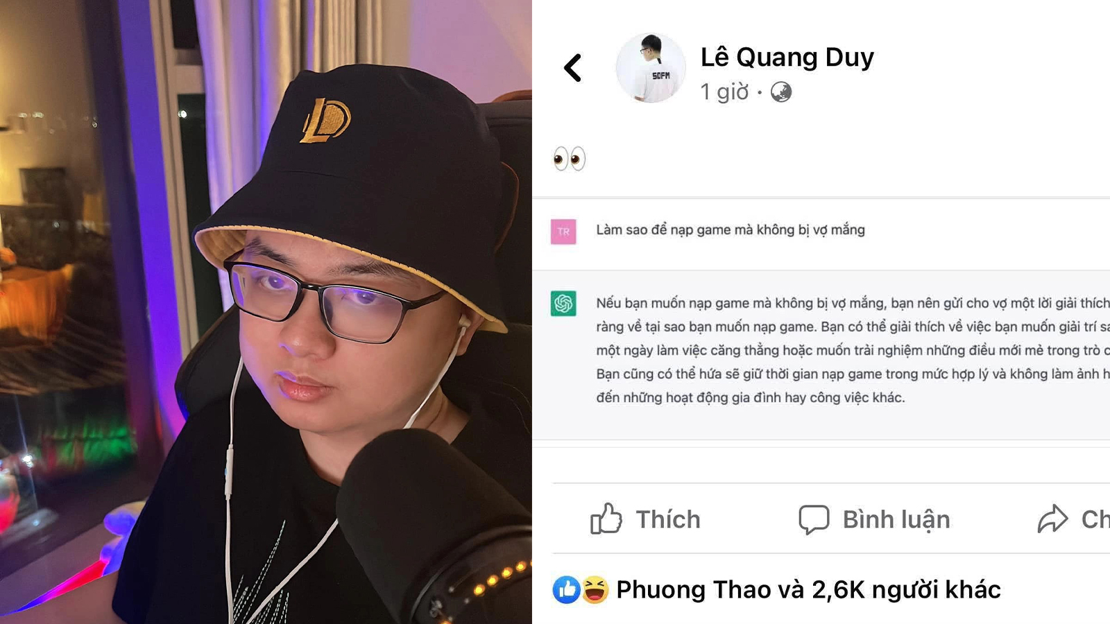 SofM xin lời khuyên từ ChatGPT để nạp game không bị vợ mắng cái kết vẫn đắng