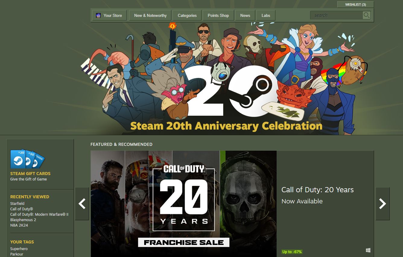 Steam kỷ niệm 20 năm ra mắt, giảm giá hàng loạt game kinh điển