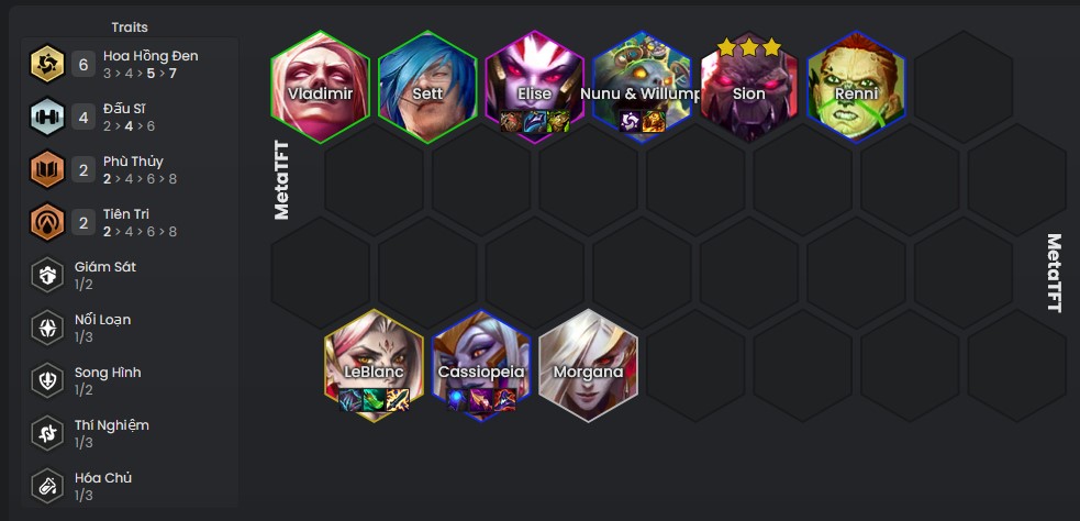 DTCL Mùa 13: Hướng dẫn đội hình Hoa Hồng Đen đa hệ tộc mạnh nhất rank Thách Đấu