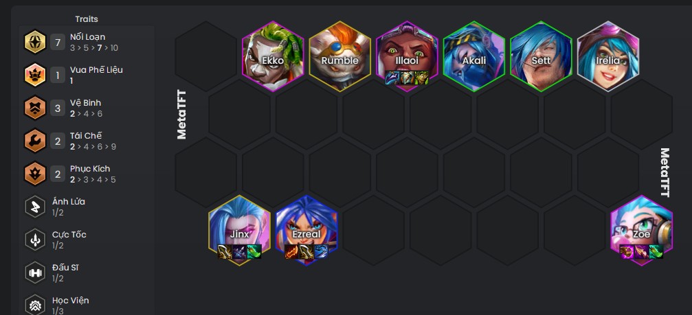 DTCL Mùa 13: Hướng dẫn đội hình Nổi Loạn cơ bản mạnh nhất rank Thách Đấu