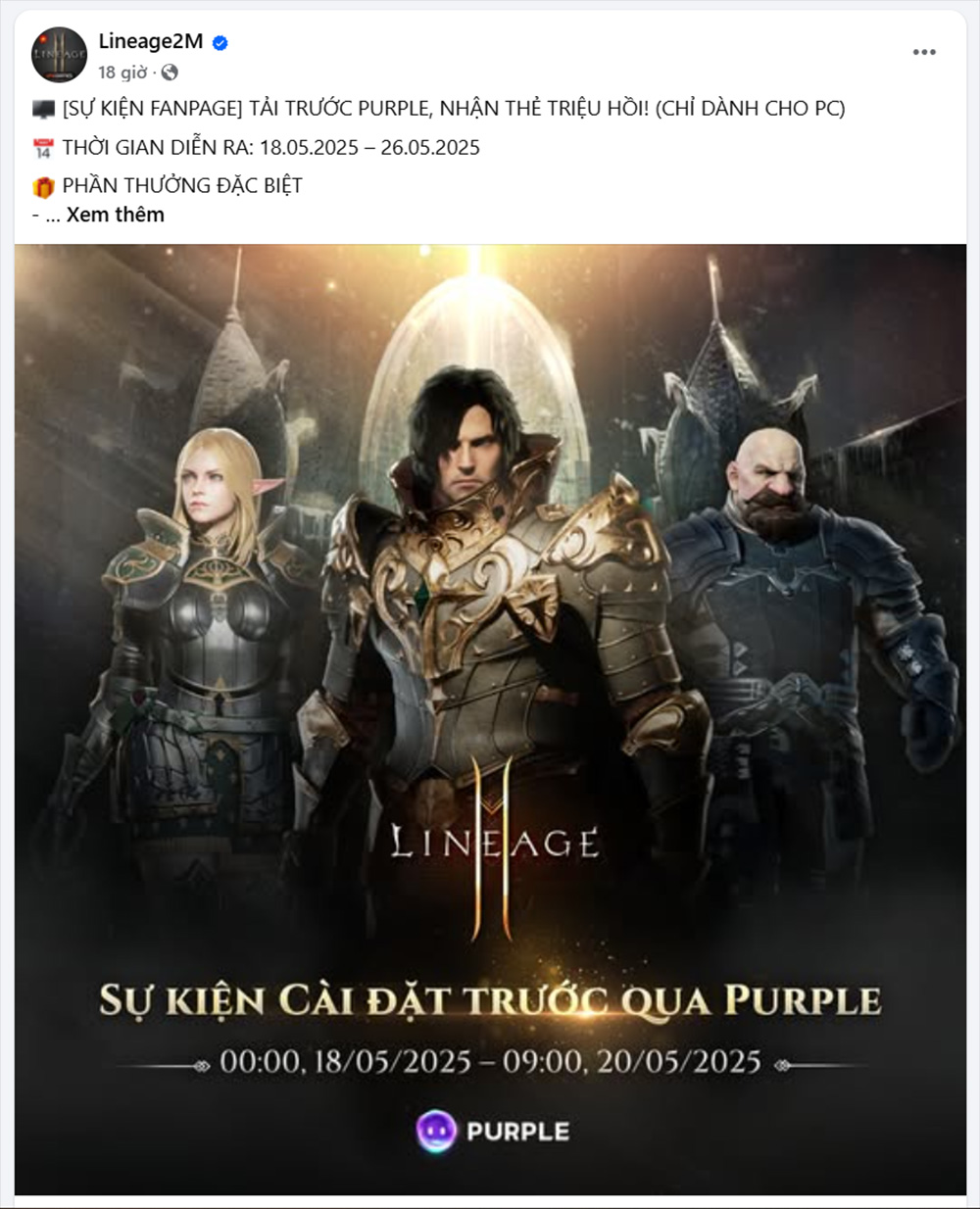 Cộng Đồng Háo Hức Đón Chờ Ngày Ra Mắt Lineage2M